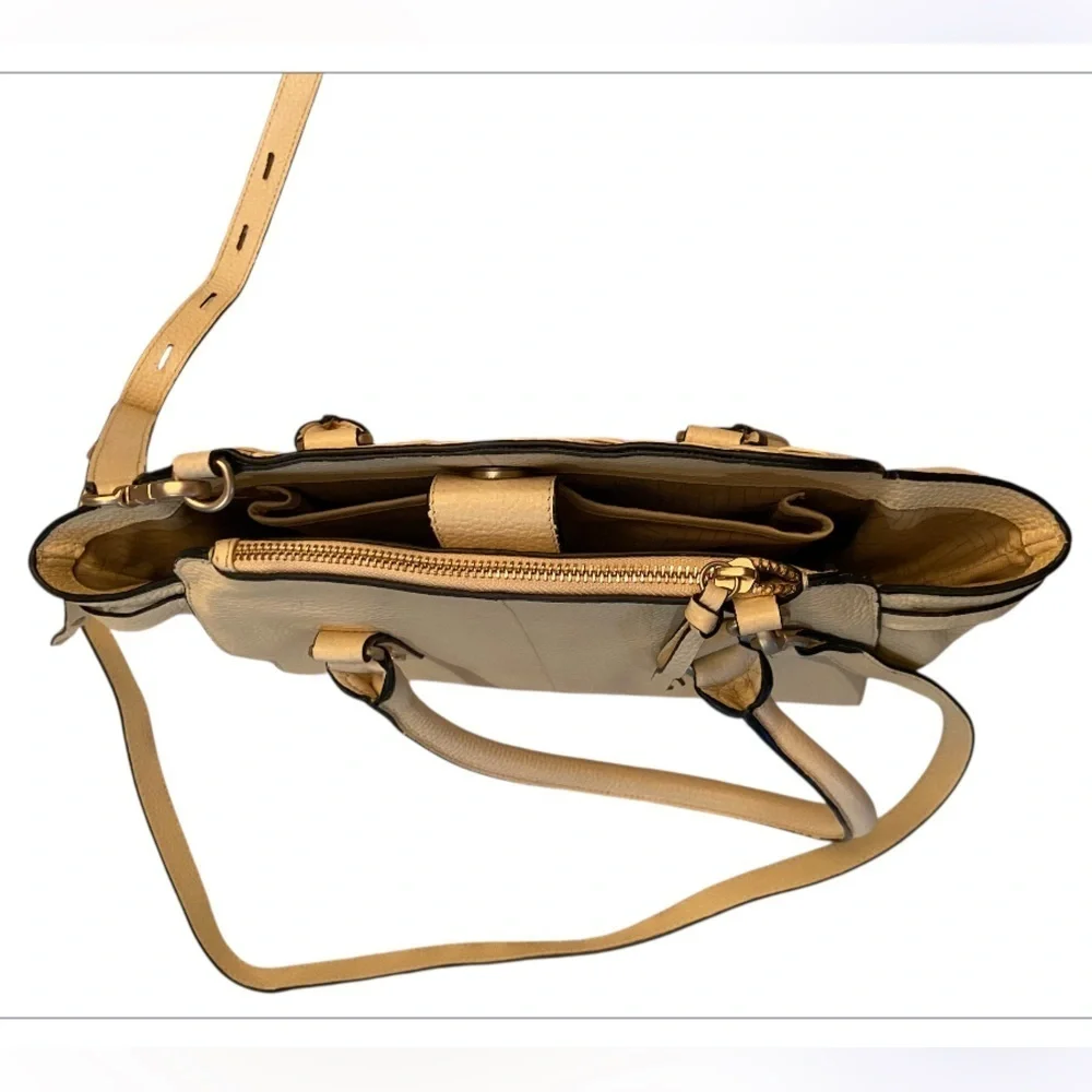 LODIS Grace Leather Satchel with crossbody in Cream